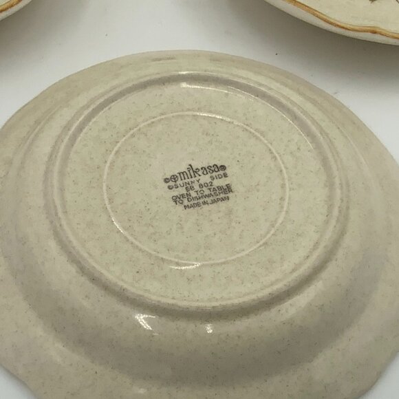 4 Vintage Mikasa Sunny Side Oven to Table Stoneware Dessert Plates EB802 EUC 8" - Picture 3 of 6